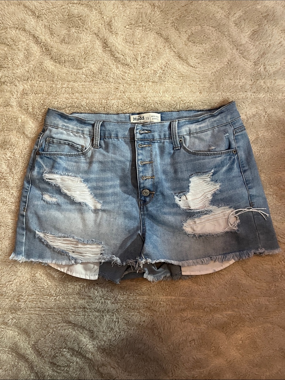 Mudd Light Blue Distressed Denim Cutoff Shorts